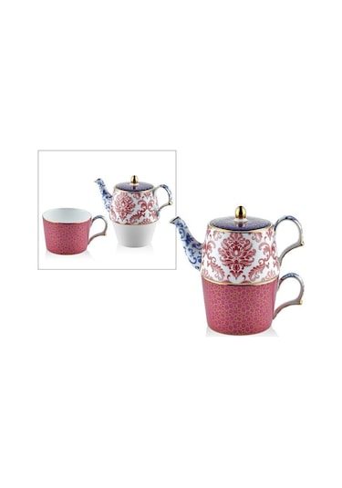 Lamedore Tea Delight Tek Kişilik Demlikli Fincan Seti Blooming Baroque