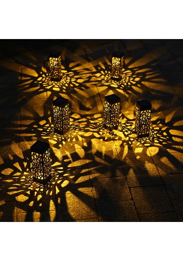 Qingmipy Güneş Enerjili Bahçe Aydınlatma Lambası - 6 Adet Sıcak Beyaz Işık, Ip65 Suya Dayanıklı, Dekoratif Delikli Desen Sıcak Beyaz