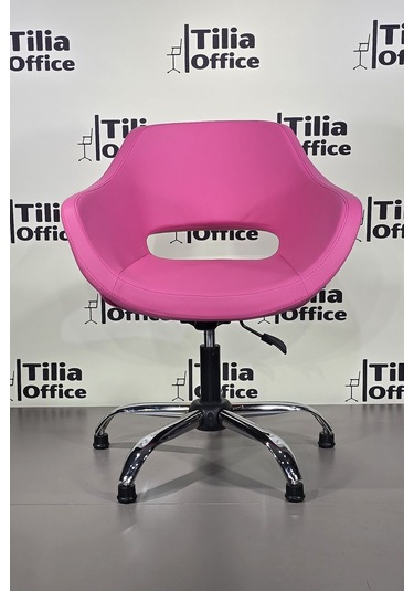 Monaco Çalışma Kesim Kuaför Koltuğu Yonca Sabit Krom Ayak Pembe