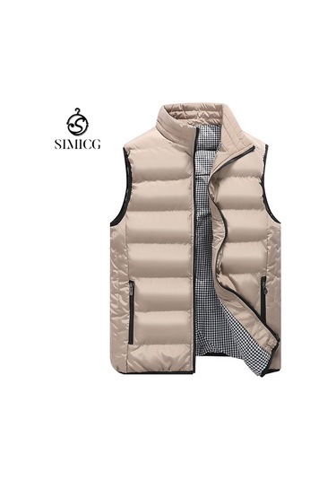 Sonbahar Ve Kış İçin Kalınlaştırılmış, Erkek Kaz Tüyü Dolgulu Pamuklu Yelek Haki