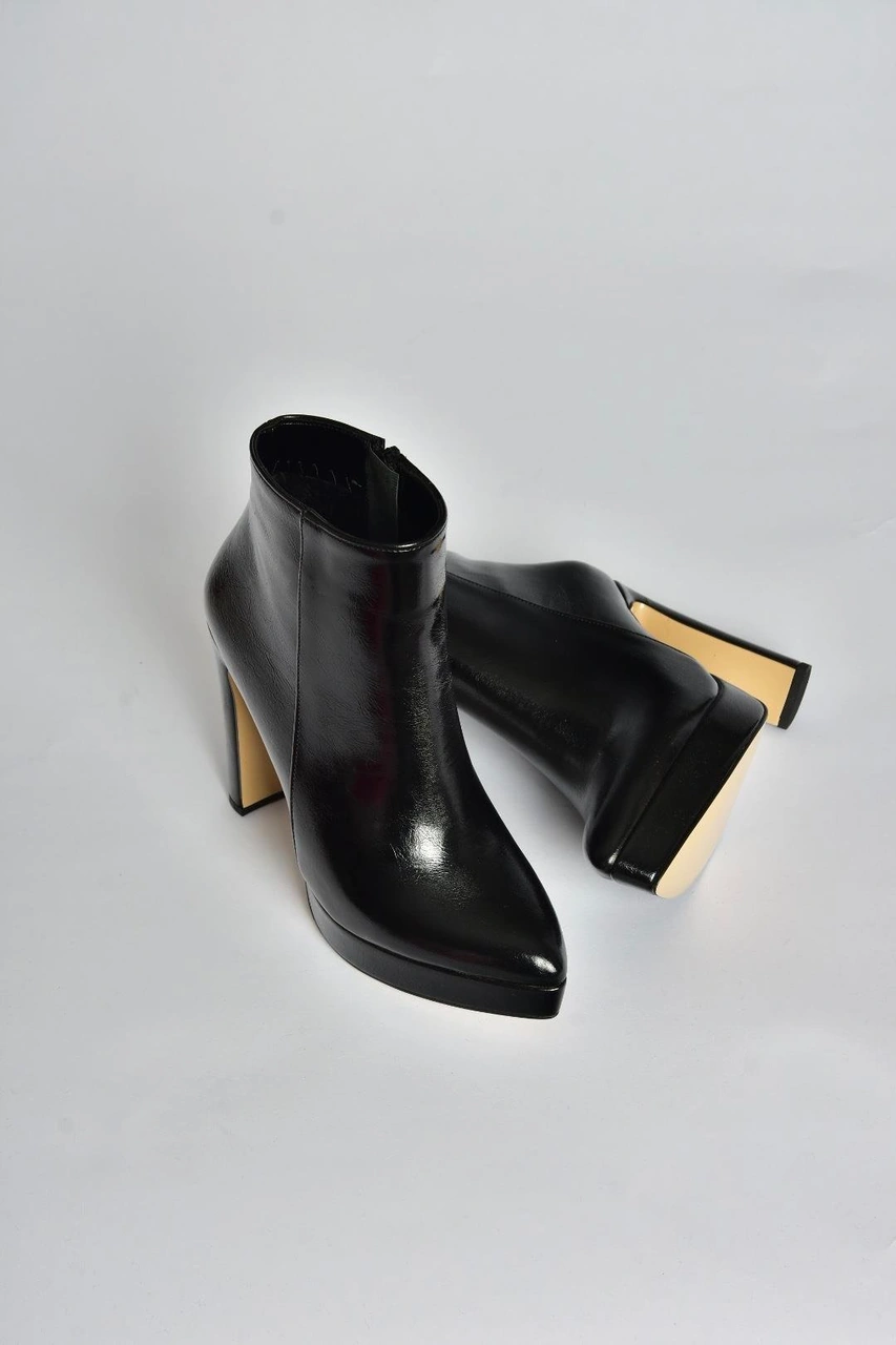 Fox Shoes V820660160 Siyah Rustik Kalın Platform Topuklu Kadın Bot Siyah-rustik