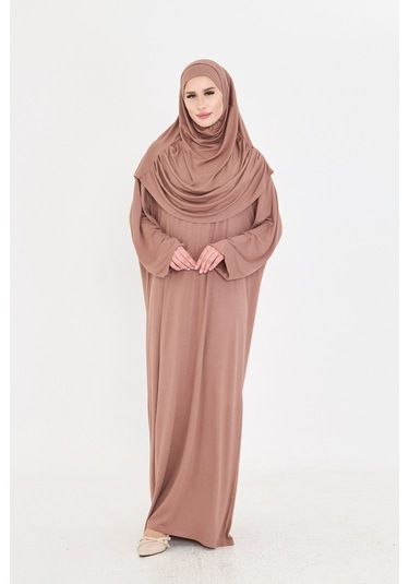 2 Parça Namaz Elbisesi Viskon Düz 2504 10 Vizon