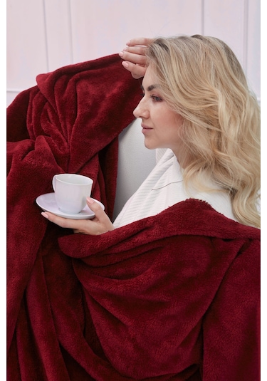 Deluxe Wellsoft Tv Battaniyesi Bordo Tek Kişilik Battaniye 150x200 Cm