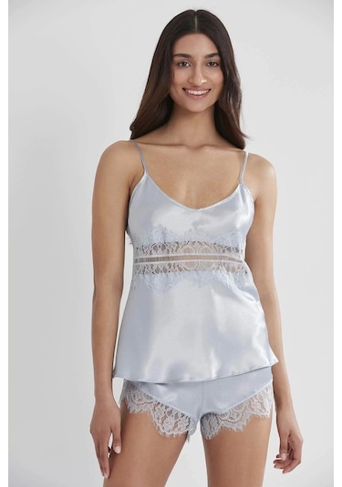 Pierre Cardin 2490 Bayan Sabahlıklı Saten Şort Takım Mist