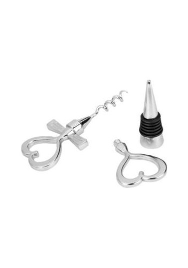 1 Parça Kalp Şeklinde Kırmızı Şarap Şişesi Açacağı Stoper Set Düğün Hediyeleri Corkscrews & Amp Açıcılar Antik Bronz