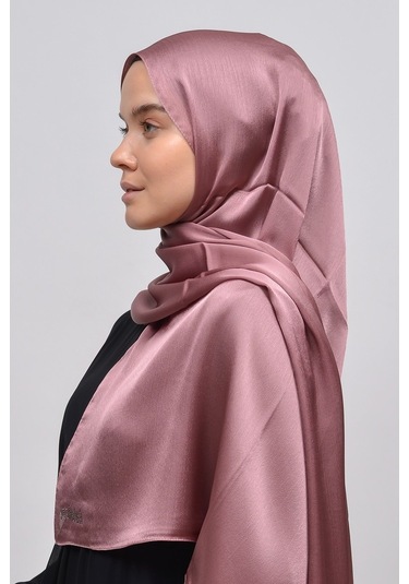 Altobeh Janjan Şık Parlak Saten Dokulu Kadın Tesettür Abiye Şifon Şal - Koyu Pudra