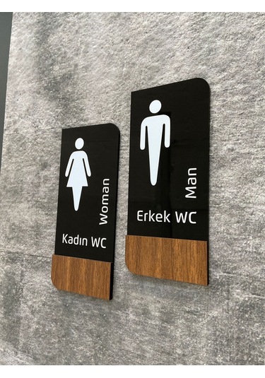 Timber Serisi Erkek Kadın Wc Set Yönlendirme Levhası