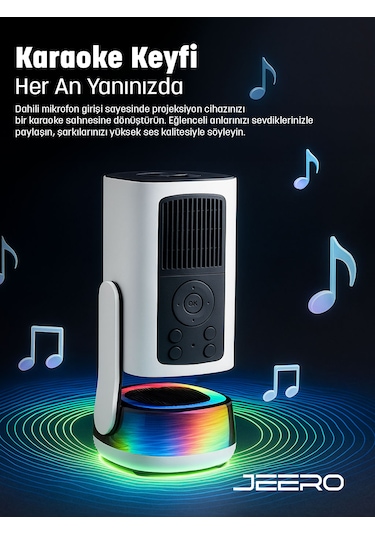 Jeero K6 Dual Microphone Ktv Projectör Karaoke - Android 13