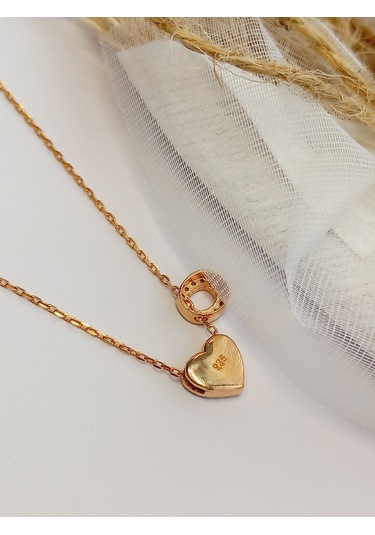 Keskin Gümüş Gümüş Zirkon Taşlı Gold Kalp Kadın Trend Harf Kolye Kadın Kolye