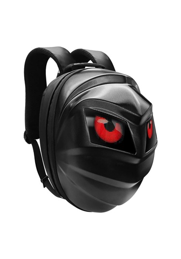 Karbon Fiber Led Gözlü Akıllı Sırt Çantası Sert Kasa, Usb Şarj Girişli, Işıklı Teknolojik Çanta Siyah