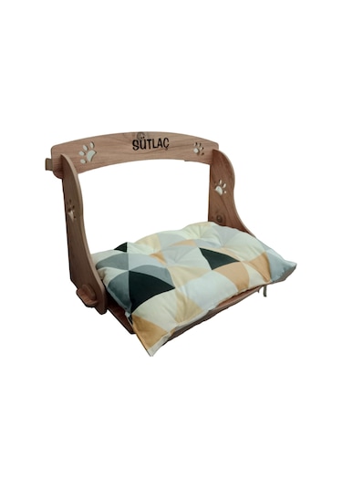 Realwood Özel İsimli Ahşap Askılı Radyatör Kedi Yatağı 56 CM