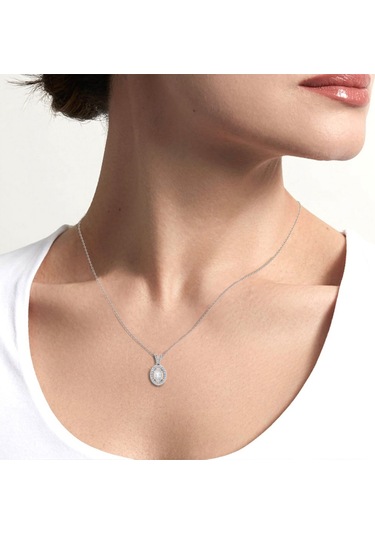 Pırlanta Baget Oval Kolye