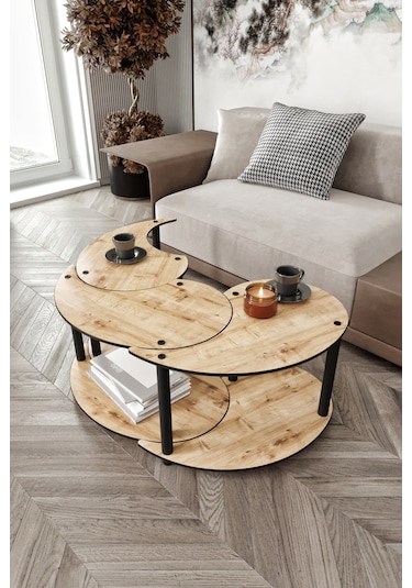 Yin Yang Unity Serenity Orta Sehpa 3 Lü Safir -meşe 70 Cm Meşe