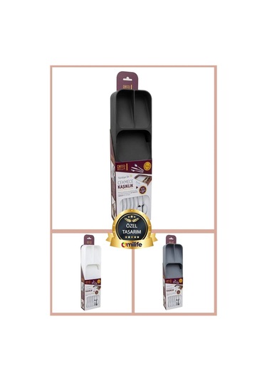 Siyah 5 Bölmeli Çekmece Kaşıklık Mutfak Düzenleyici, Dayanıklı Çatal Kaşık Bıçak Organizatörü Diğer