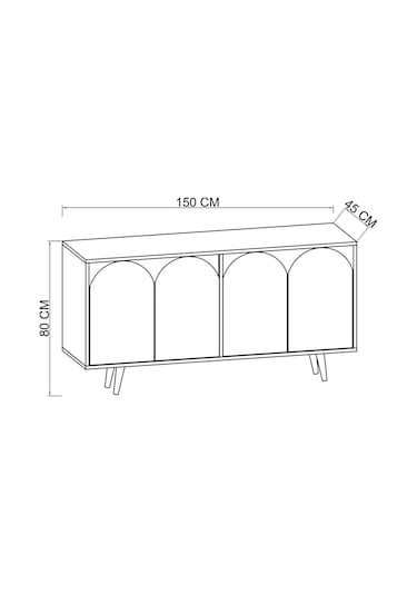 Venezia Ahşap Ayaklı Bohem Konsol Safir Meşe Gövde -beyaz Kapak 150 Cm