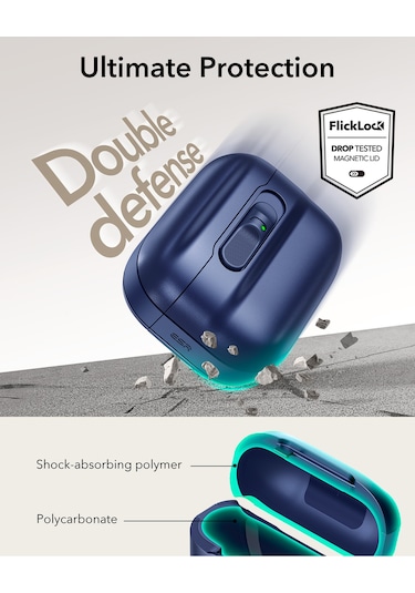 Apple AirPods Uyumlu Pro 3 2025 Pulse Flicklock Manyetik Kılıf Lacivert