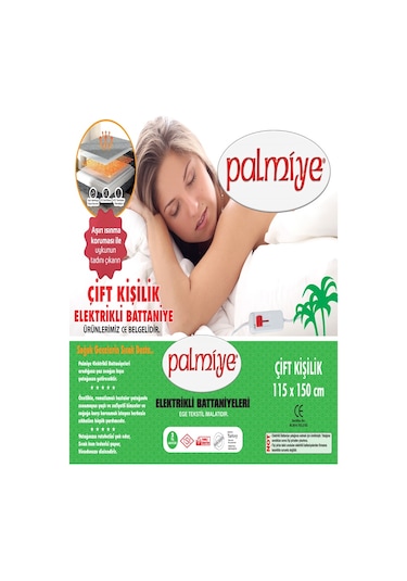 Elektirikli Battaniye Palmiye Çift Kişilik 2 Yıl Garantili Tseli
