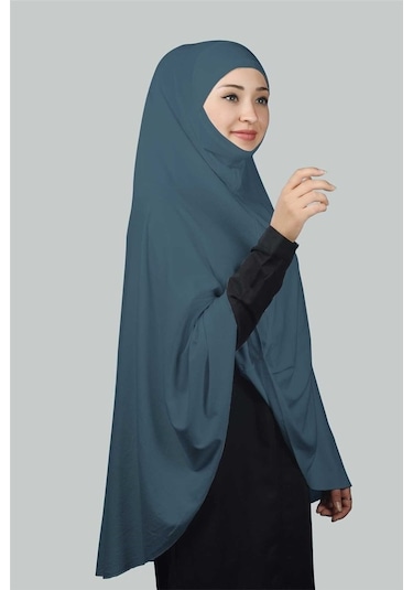 Altobeh Hazır Türban Peçeli Pratik Eşarp Tesettür Nikaplı Hijab - Namaz Örtüsü Sufle (5XL)- Açık Petrol