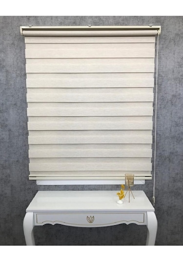 Kidmex Zebra Perde Buzlu Kahve Desenli Bambu