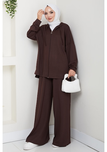 Kapüşonlu Oysho İkili Takım 1609 - Kahve Kahverengi