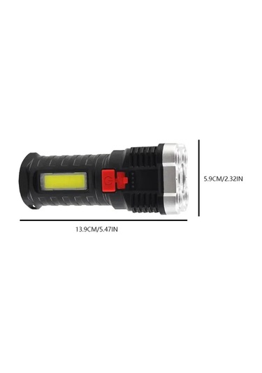 5led Yüksek Güçlü Led El Fenerleri Şarj Edilebilir Kamp Spot Siyah