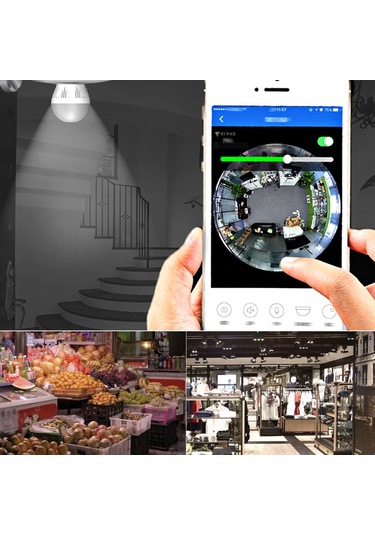 Xiaovv Ampul Şeklinde Panoramik Kamera Gözetim Güvenlik Kamerası Aydınlatma Ampulü Akıllı Ev Cihazı Kablosuz Bağlantı Uzaktan İzleme 110v-220v 2mp