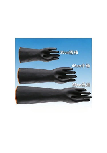 35/45/55 Cm Siyah Eldiven Ağır Hizmet Tipi Lastik Eldiven Asit