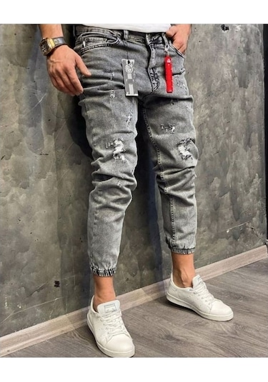 Oliggopol Erkek Paçası Lastikli Boyfriend Kot Pantolon