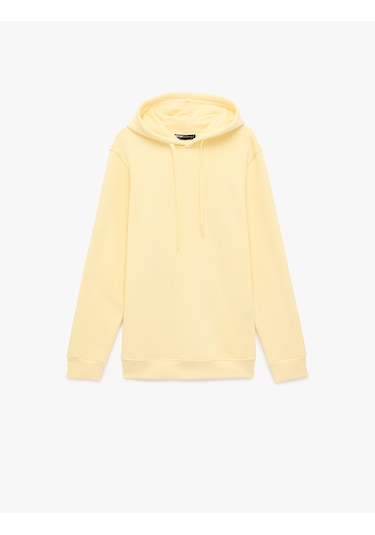 Koton Uzun Kollu Şardonlu Basic Kapşonlu Sweatshirt Sarı 6sam70079mk