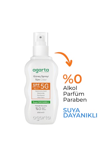 Spf 50+ Yüz Ve Vücut Güneş Koruyucu Sprey 200 Ml