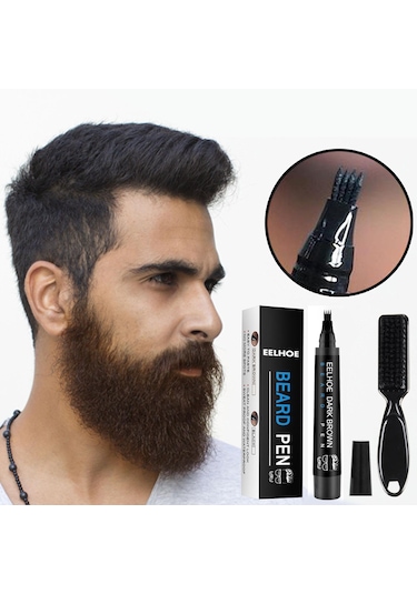 Suntek Erkekler Sakal Doldurma Kalemi Fırça Ile Su Geçirmez Kahverengi