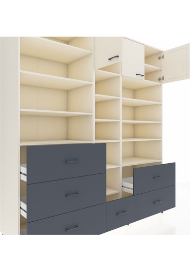 Kronos Dolap 17 Raflı 6 Çekmeceli 3 Kapaklı 220x59x243 Aytaşı-aytaşı/antrasit Aytası/antrasıt