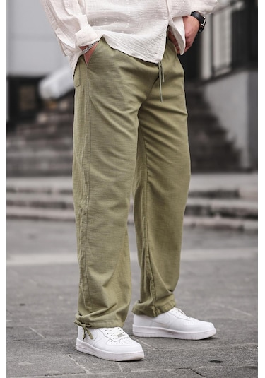 Madmext Paça Detaylı Rahat Kesim Erkek Haki Pantolon 6532-haki Haki