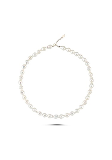 Sıralı Damla Doğal İnci Kolye Rose