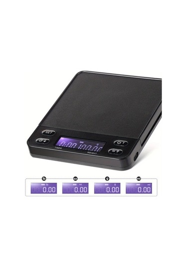 Fastbuy Siyah Usb Şarjlı 2kg 0.1g Dijital Tartı, Mutfak Gıda Ölçeği Siyah