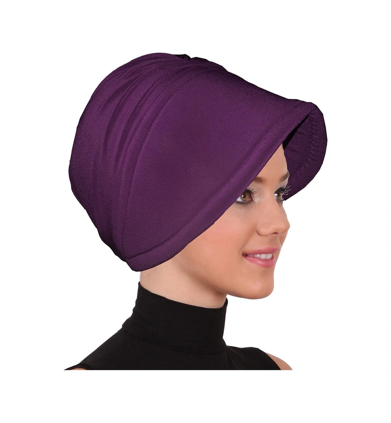 Sandy Şapka Mor Hazır Türban Tesettür Havuz Bonesi Mor