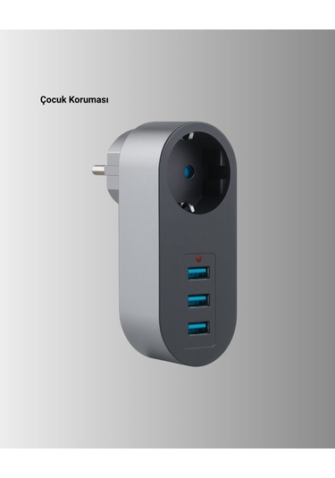 Akım Korumalı Usb Li Priz Güçlü 2500w Isı Ve Çocuk Koruması 0