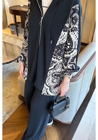 Desenli Oysho İkili Takım 1653 - Siyah Siyah