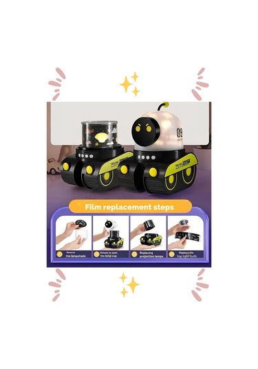 Renkli Robot Temalı Led Gece Lambası, Projektörlü, Eğlenceli Ve Sıcak Işık-133280