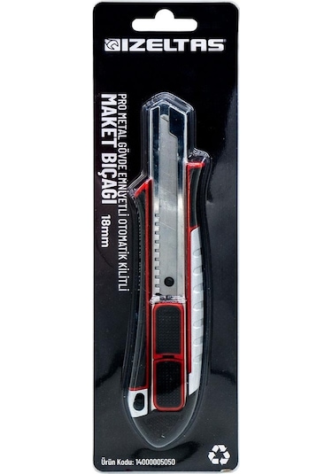 İzeltaş Pro Metal Gövde Emniyetli Oto.kilitli Maket Bıçağı 18 Mm