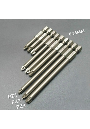 Pz1-1 Adet Uzun 50 Mm Pz1 Pz2 Pz3 Tornavida Bit Manyetik Pozidriv Pozi Tornavida Seti 1/4 "hex Shank S2 Güç Dereotu Aracı Hrc60 4436