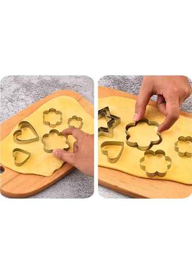 12 Adet Paslanmaz Çelik Kurabiye Kalıbı Seti Çok Renkli