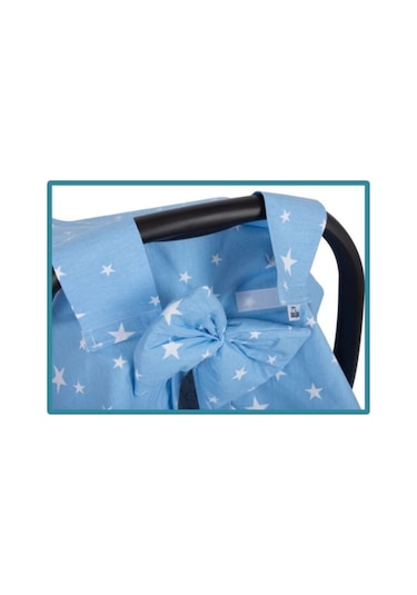 Sevi Bebe Fiyonklu Anakucağı Örtüsü Mavi Yıldızlı Desen