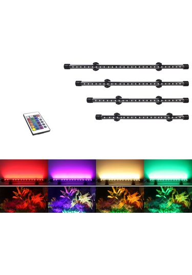 Lemestar Akvaryum Işığı Kumandalı 16 Renk 4 Flaş Modlu Su Üstü/altı Led Işık Su Bitkileri İçin Yeni Nesil Szd-q40rm Avrupa Standartı Çok Renkli