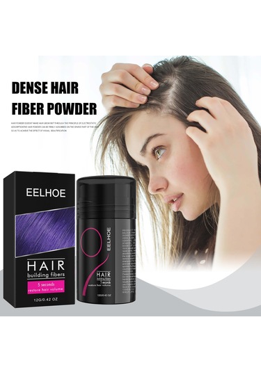 Eelhoe Saç Kalınlaştırıcı Elyaf Tozu 12g Saç Yapı Lifleri Doğal Siyah