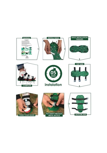 Bahçe Çim Bahçe Aletleri Çim Ripper 8 Metal Tokalı Sivri Ayakkabılar Siyah