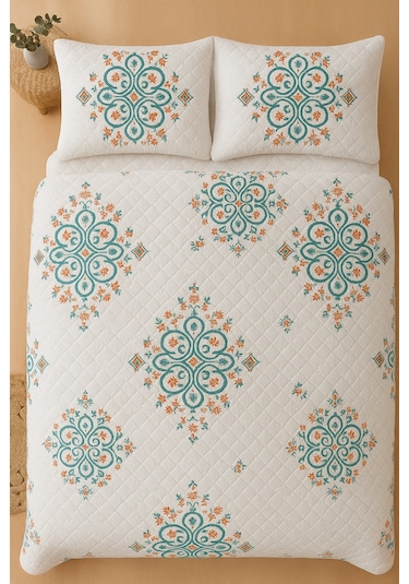 Canary Çift Kişilik Kapitone Dolgulu Pike 4 Mevsim Baklava Dsn Yastık Kılıfı Dahil 200x230cm Çok Renkli