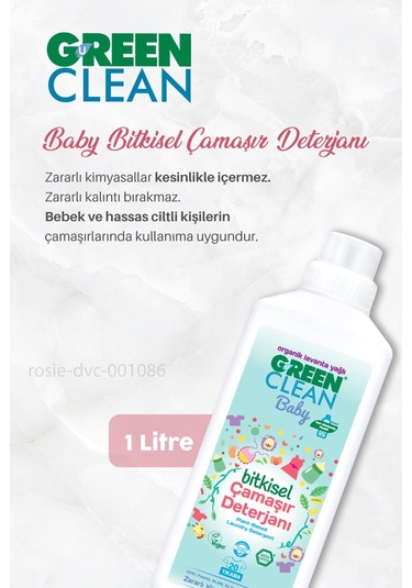 Green Clean 7 Al 6 Öde Baby Çamaşır Deterjanı 1000 Ml Ve Rosie Hediye 1 L