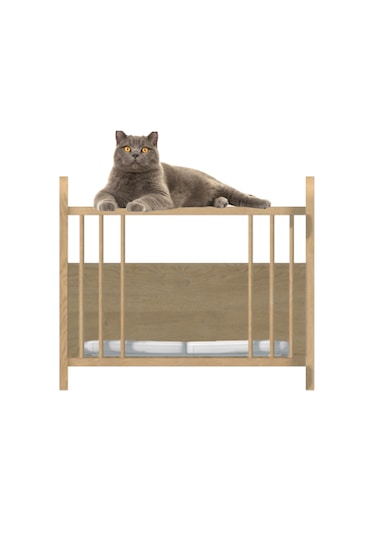 Ahşap Çerçeveli Evcil Hayvan Yatağı Kedi & Köpek İçin Yatak Yanı / Koltuk Yanı Pet Sofa