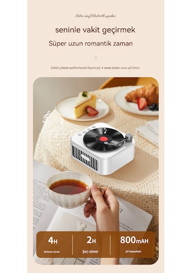 Makine Retro Gramofon Ses Bluetooth Hoparlör-gün Batımı Pembe